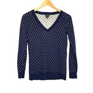 CLUB MONACO long sleeve navy polka dot classic Italian yarn sweater (XS)